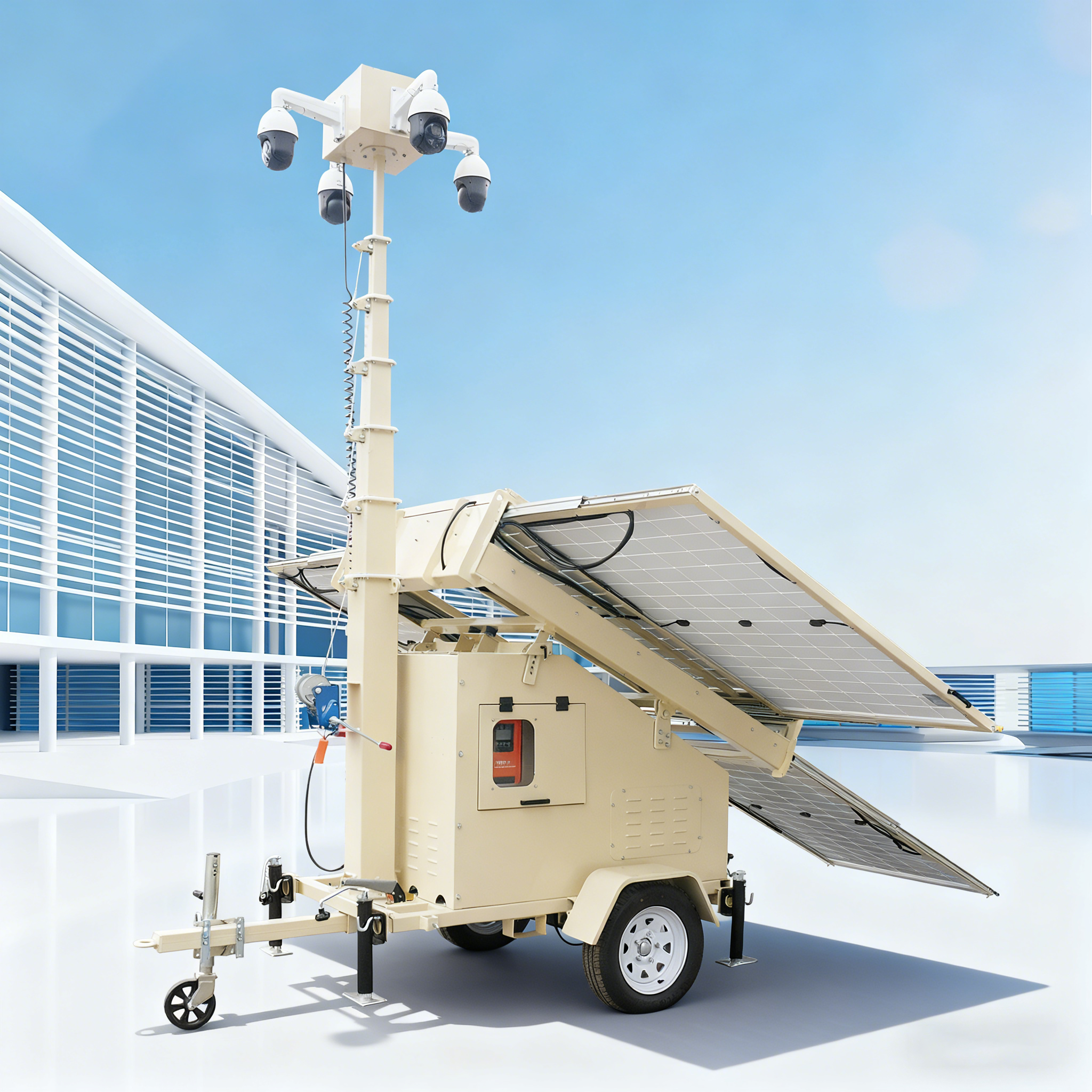 Solar-powered CCTV trailer