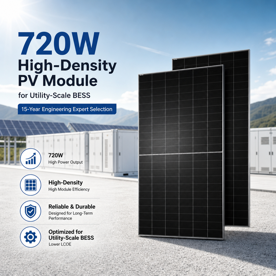 720W High-Density PV Module for Utility-Scale BESS 15-Year Expert