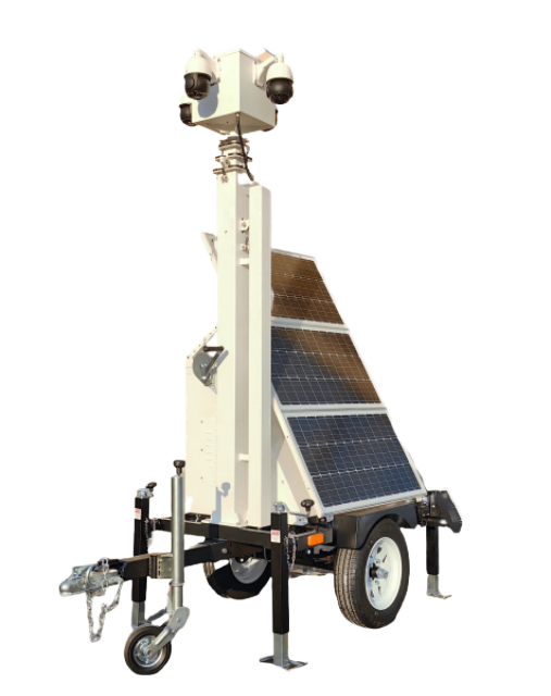 Emergency Lighting Outdoor CCTV Solar Security Camera 4MP 4G Construction Trailer