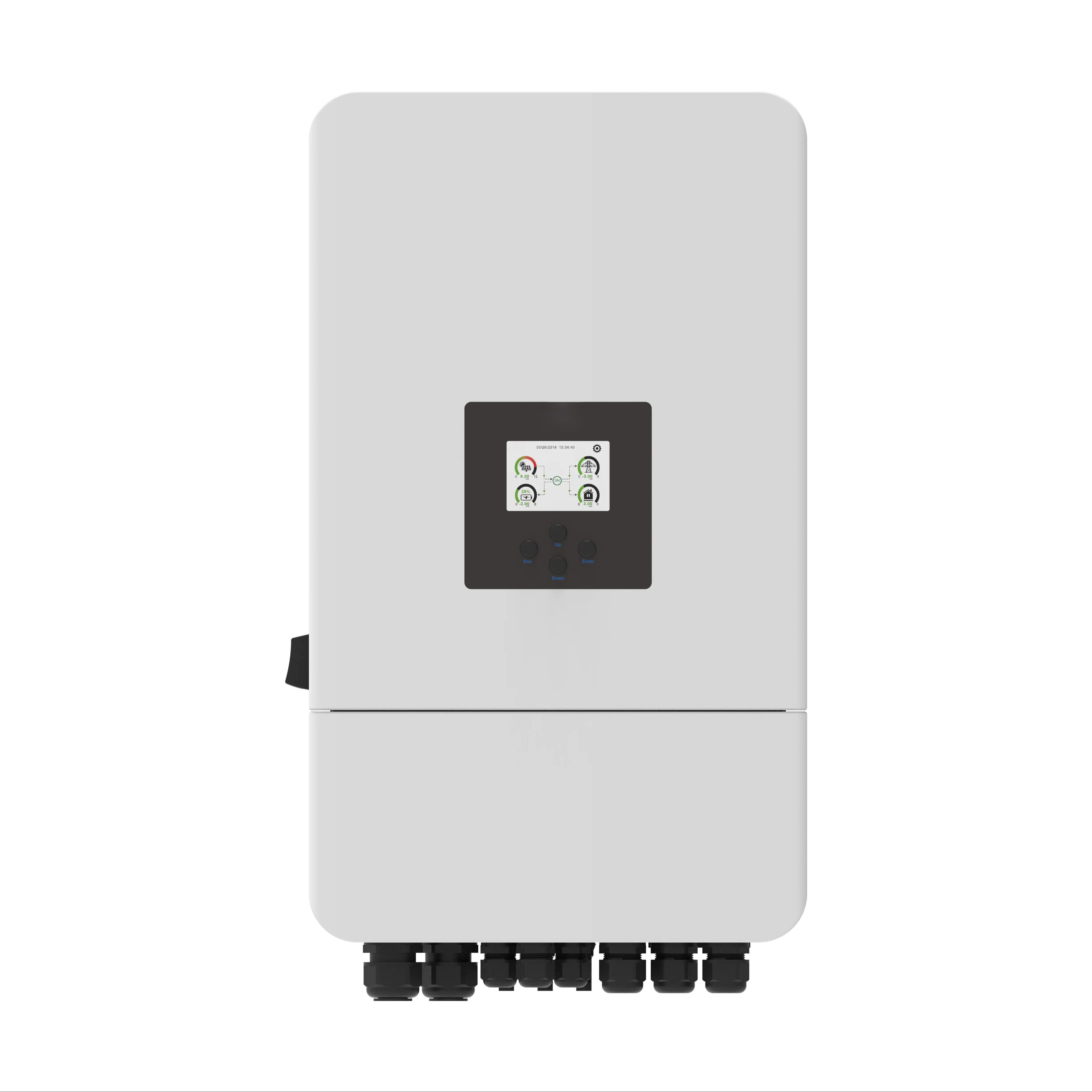 6kW Three Phase Hybrid Solar Inverter Triple Channel Grid Tied Energy Storage 380V Industrial Commercial Backup Power MPPT PV
